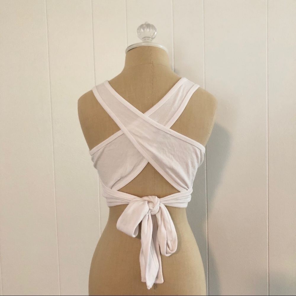 White Crop Top with Tie - Picture 5 of 5